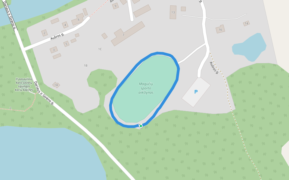 Magučių sporto aikštynas walking route map in Zarasai