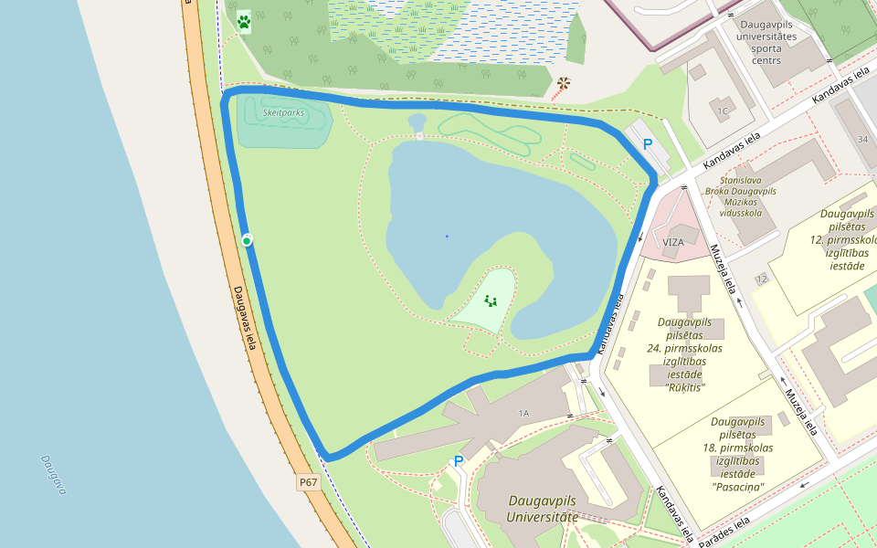 Esplanādes ūdenskrātuve walking route map in Daugavpils