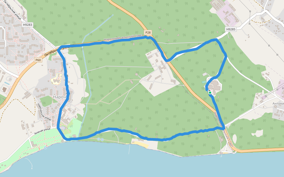 Нарочь walking route map in Narač