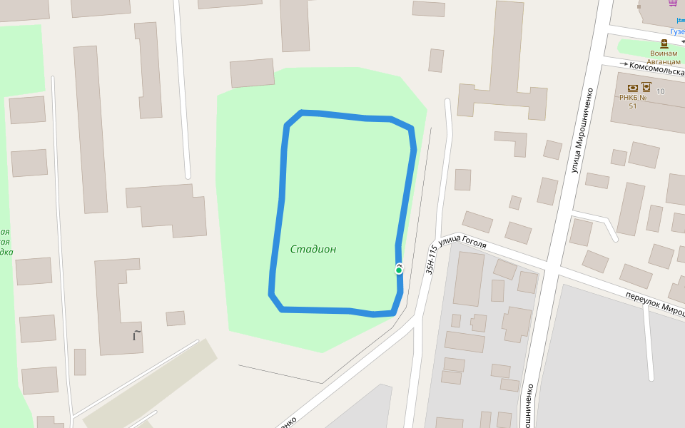 Стадион walking route map in Bilohirs'k