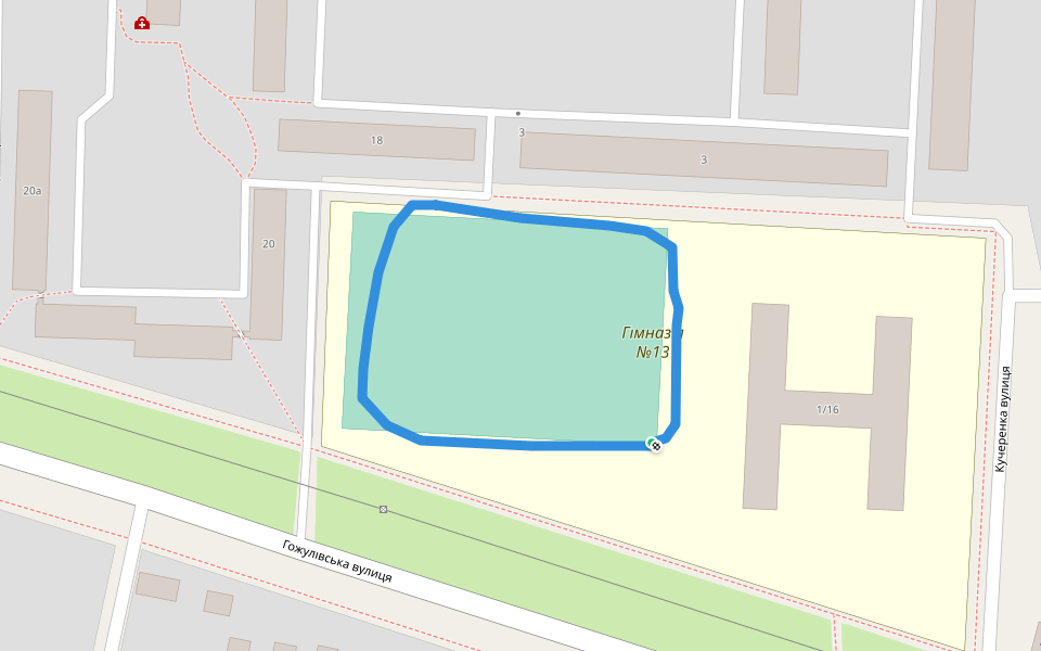 Гімназія №13 walking route map in Poltava