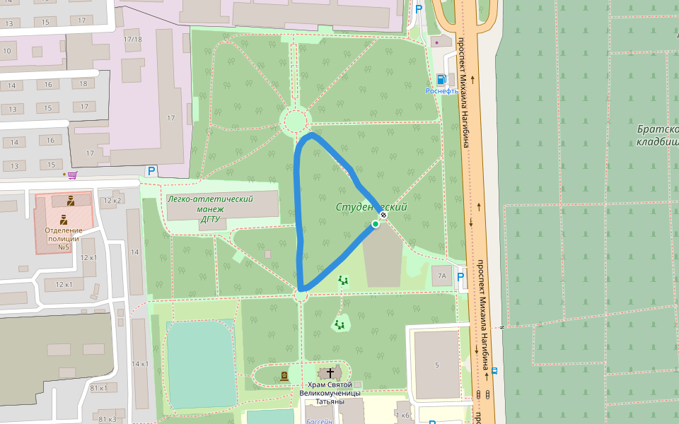 Студенческий walking route map in Rostov