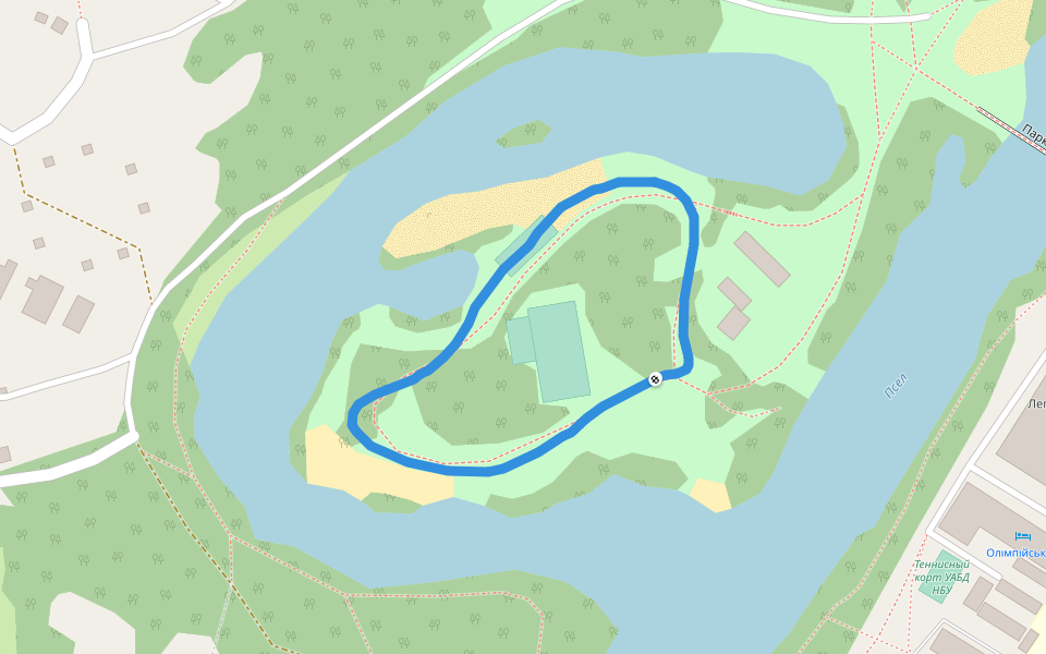Міський парк культури та відпочинку ім. Кожедуба walking route map in Sumy