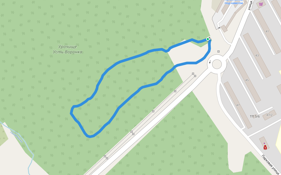 Урочище Усть-Воронка walking route map in Zheleznogorsk