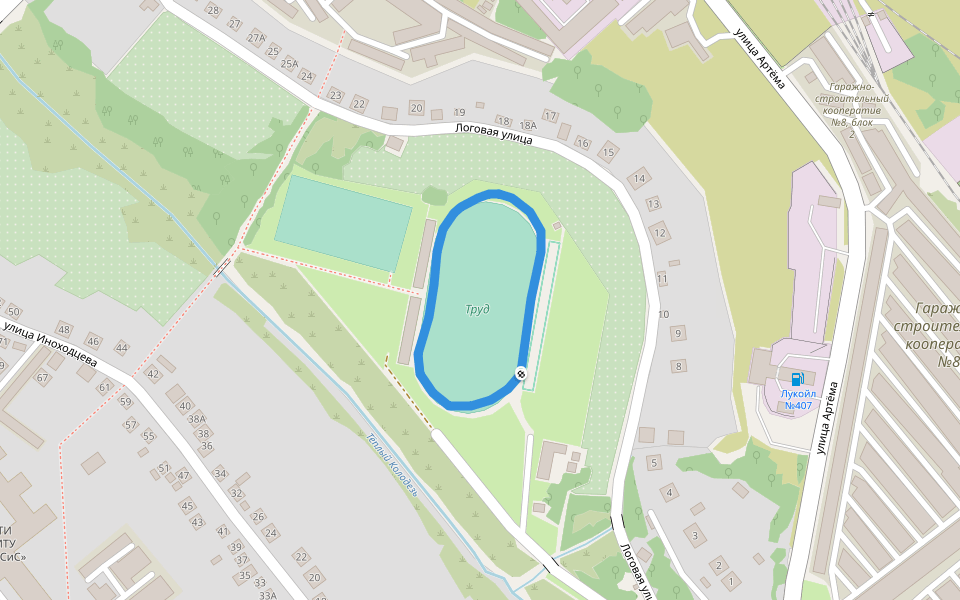 Труд walking route map in Gubkin