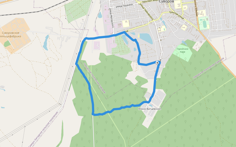 Суворов walking route map in Suvorov