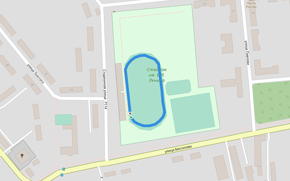 Стадион им. В.И. Ленина walking route map in Kimovsk