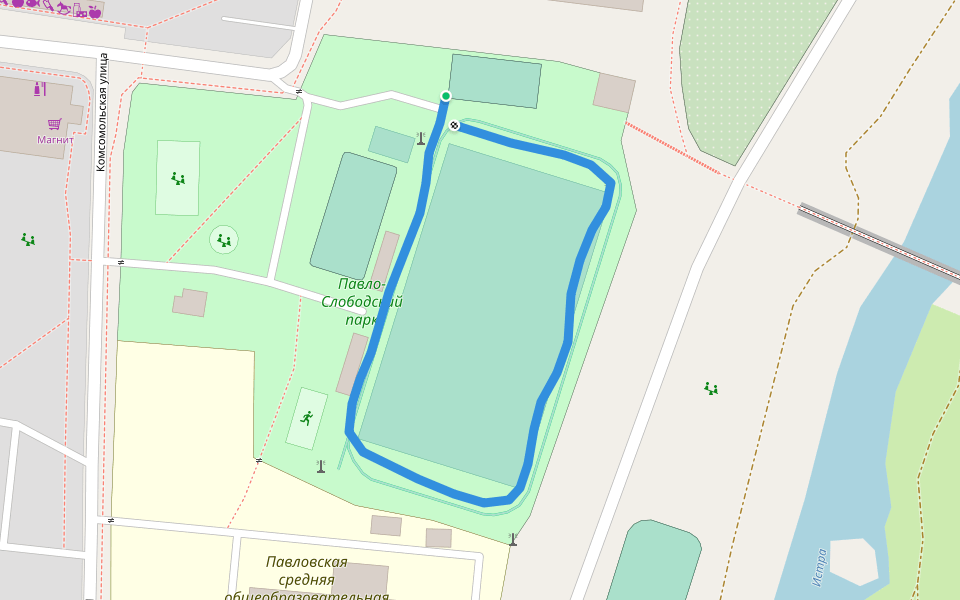 Павло-Слободский парк walking route map in Pavlovskaya Sloboda