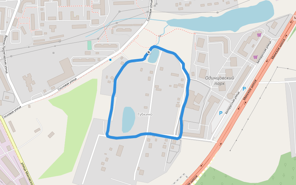 Губкино walking route map in Gubkino