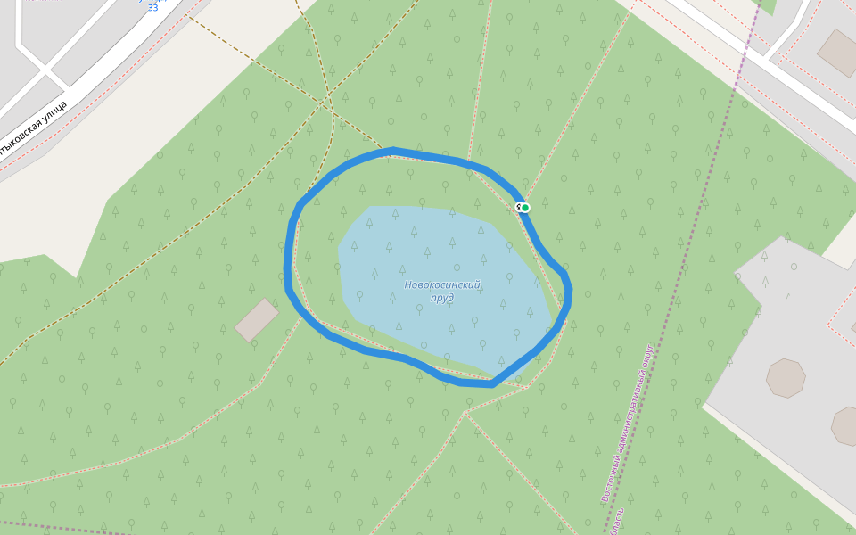 Новокосинский пруд walking route map in Balashikha