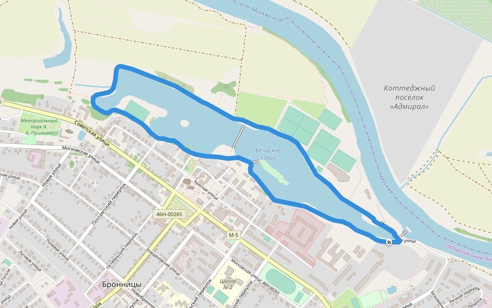 Бельское озеро walking route map in Bronnitsy