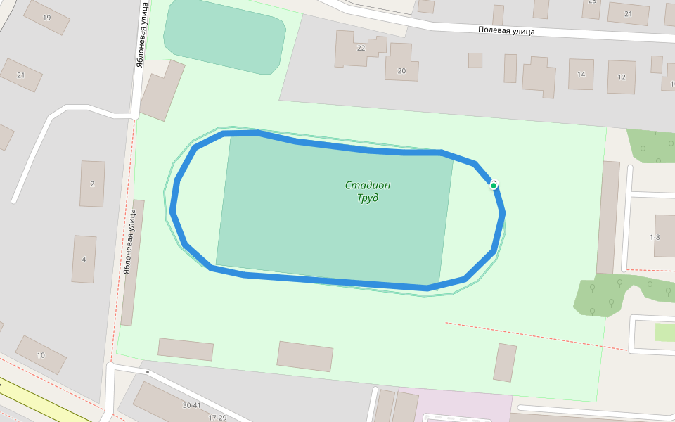 Стадион Труд walking route map in Kolomna