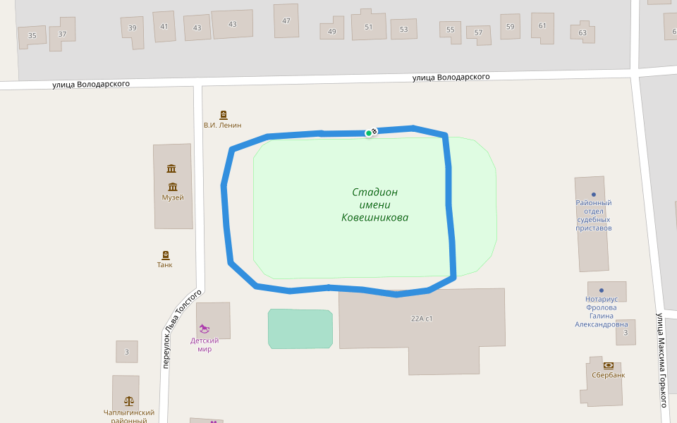 Стадион имени Ковешникова walking route map in Lev Tolstoi