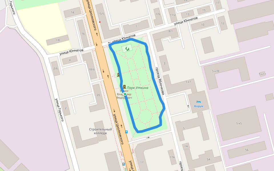 Парк Уткина walking route map in Ryazan'