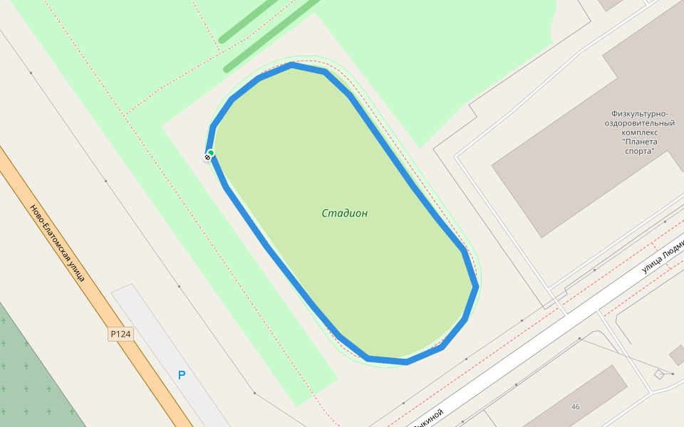 Стадион walking route map in Sasovo