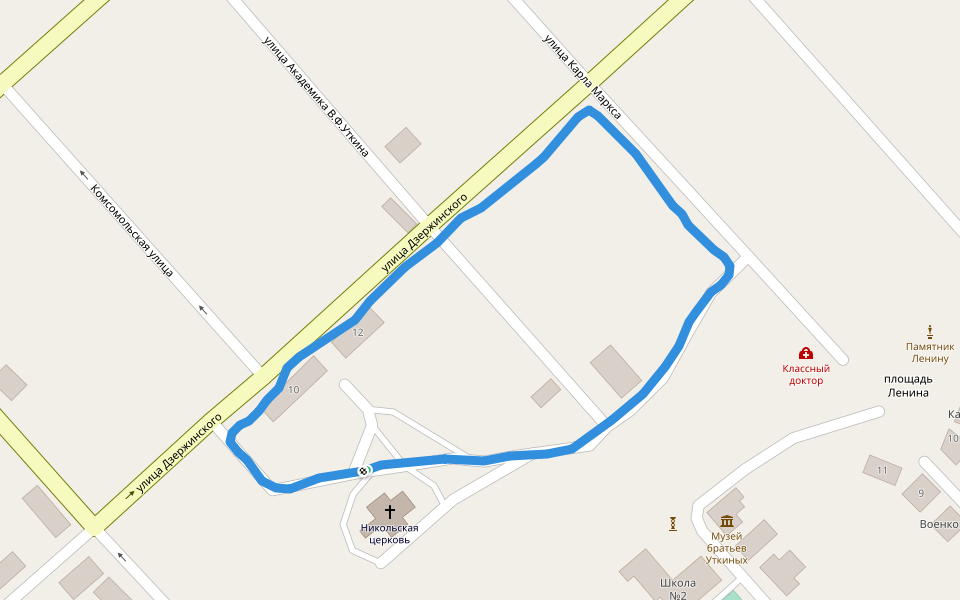 Школа №2 walking route map in Kasimov