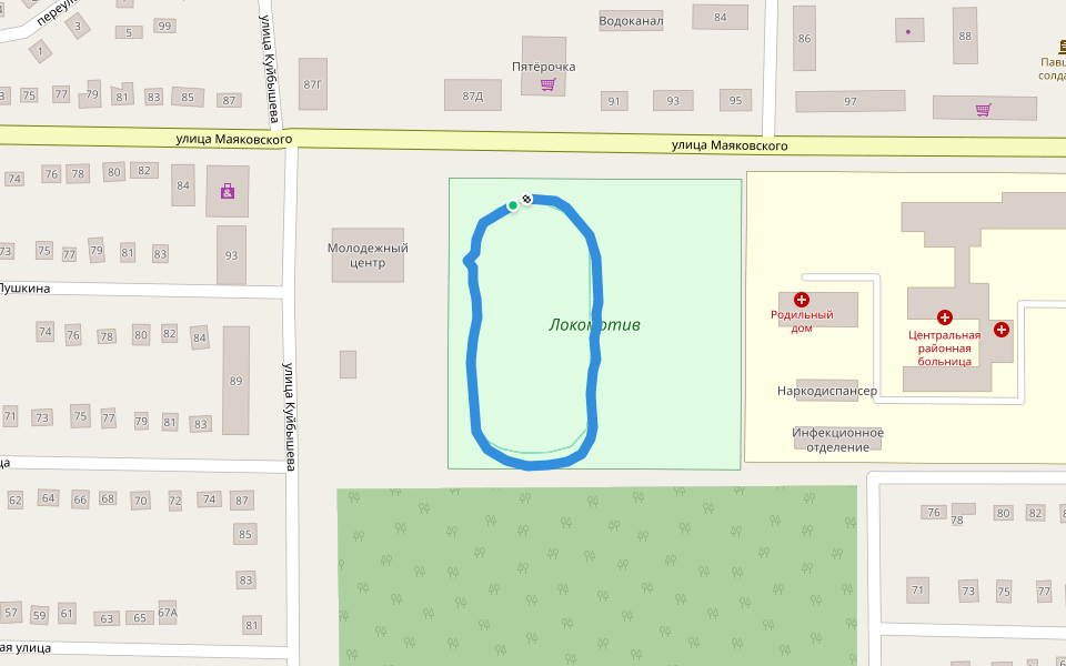 Локомотив walking route map in Pushta