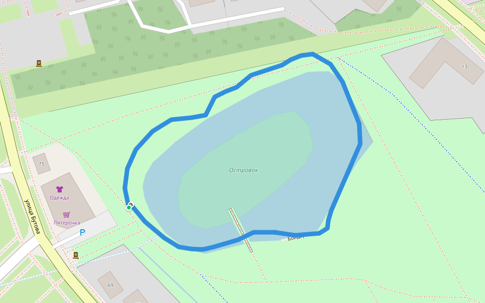 Городской парк walking route map in Kulebaki