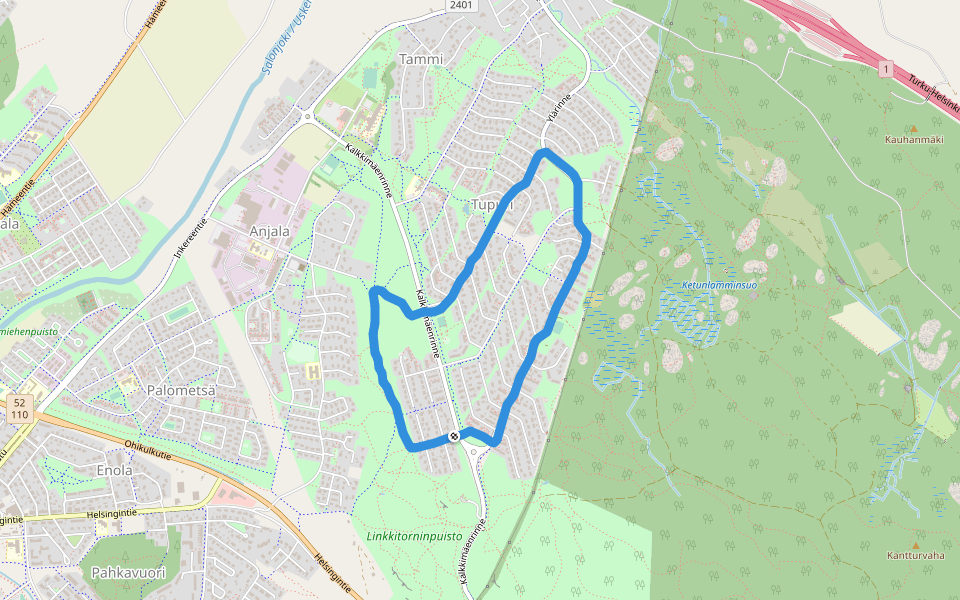 Kalkkimäenpuisto walking route map in Kaili
