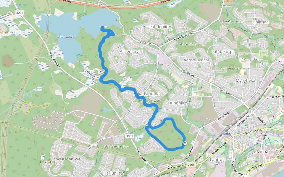 Kanttarellipuisto walking route map in Nokia