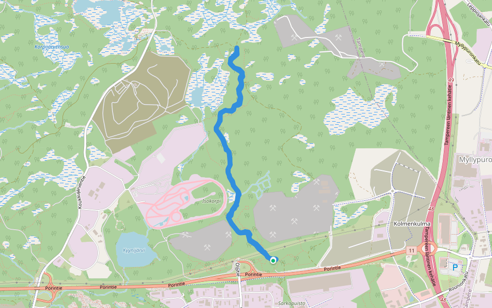 Isokorpi walking route map in Nokia
