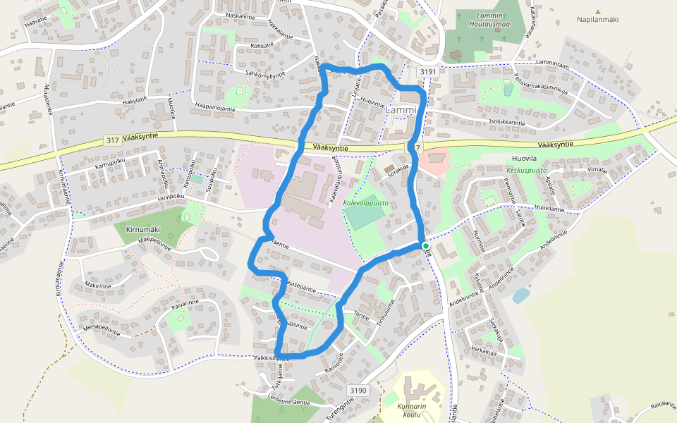 Eteläpuisto walking route map in Hämeenlinna