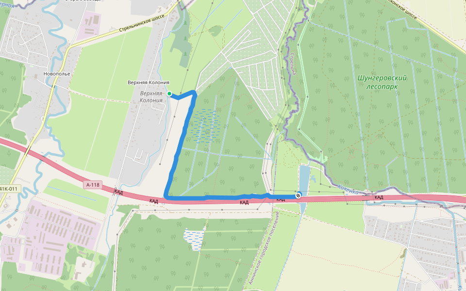 Витас walking route map in Verkhnyaya Koloniya