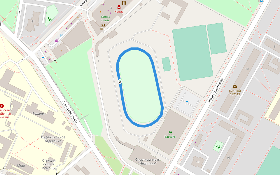 Бассейн walking route map in Kirishi