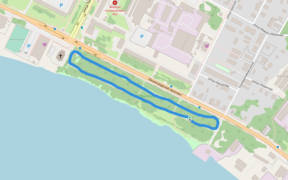 Парк на Галушина walking route map in Arkhangel'sk