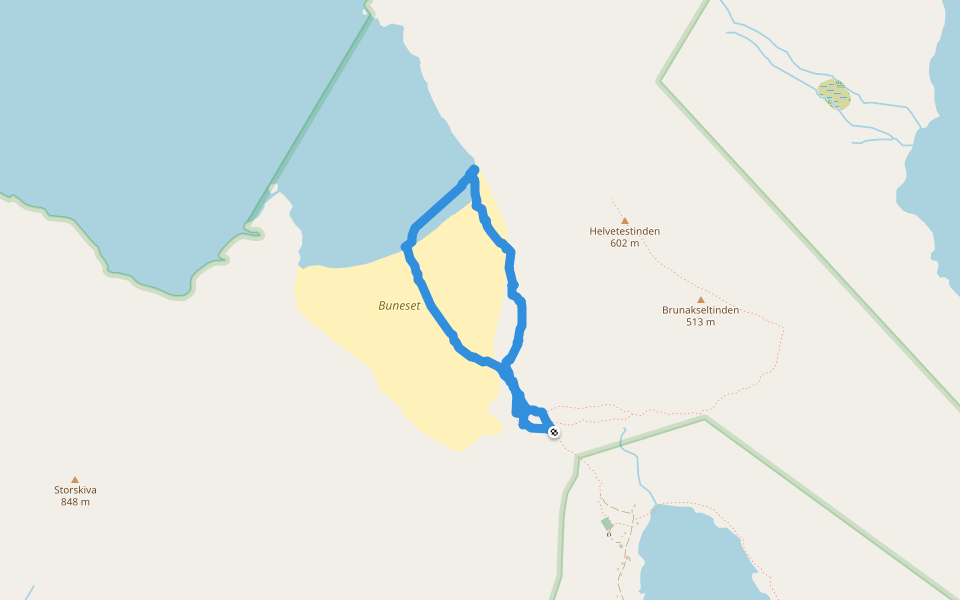 Buneset walking route map in Kirkefjord