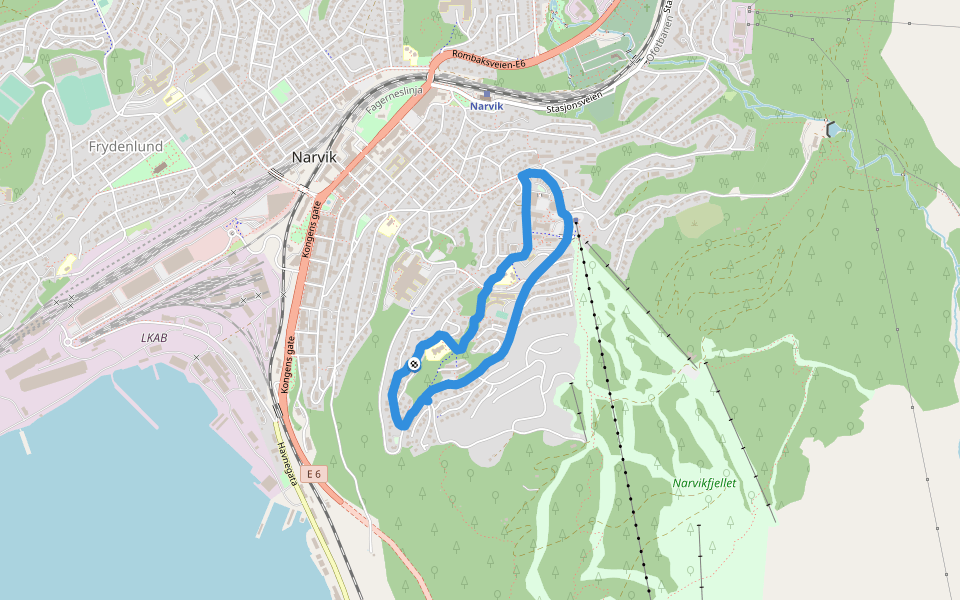 UiT Norges arktiske universitet, campus Narvik walking route map in Svolvær