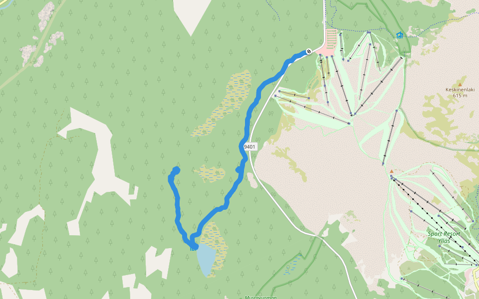 Retkeilyreitti walking route map in Röhkömukka