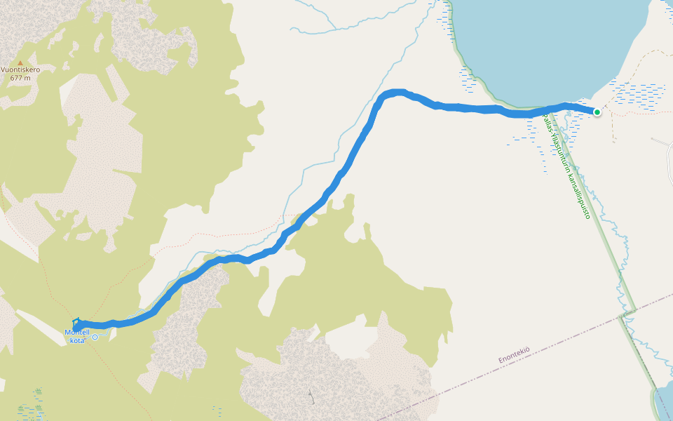 Vuontisjärvi - Montellinmaja walking route map in Yli-Kyrö
