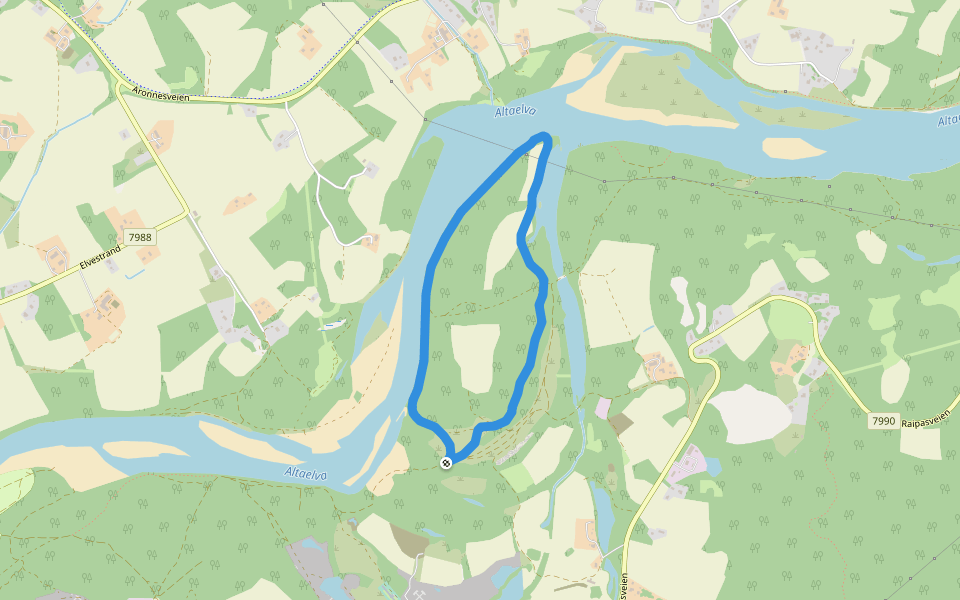 Andreaskjosen walking route map in Alta