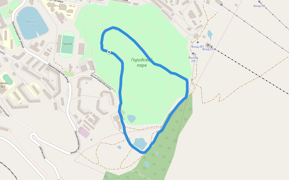 Городской парк walking route map in Kirovsk