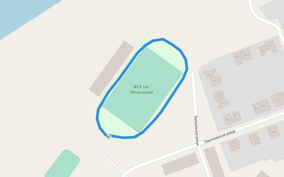 ФСК им. Малышева walking route map in Nikolayevsk