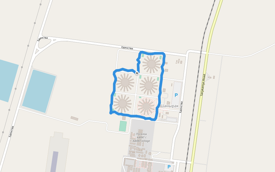 Шанырак walking route map in Atyrau