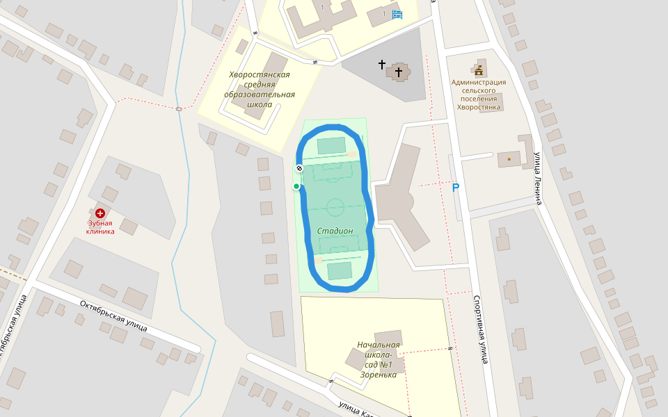 Стадион walking route map in Khvorostyanka