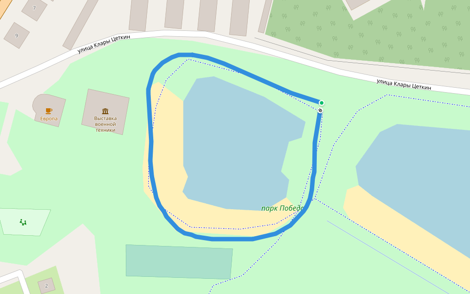 парк Победa walking route map in Novokuybyshevsk