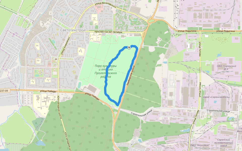 Парк культуры и отдыха Пролетарского района walking route map in Pushta