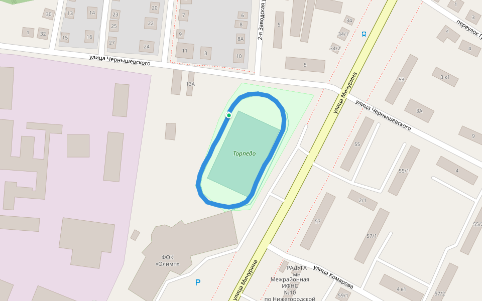 Торпедо walking route map in Lyskovo