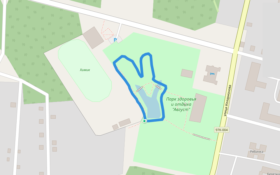 Парк здоровья и отдыха "Август" walking route map in Cheboksary