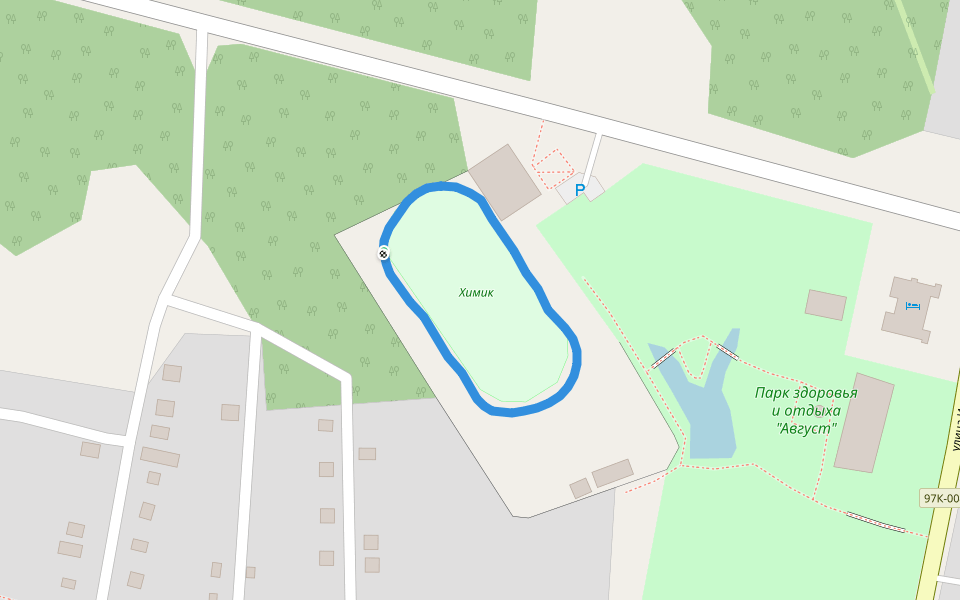 Химик walking route map in Cheboksary