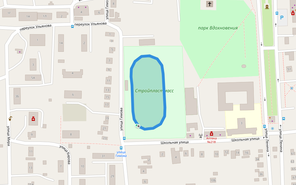 Стропластмасс walking route map in Ulyanovsk