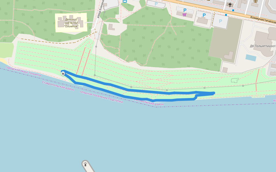 Куйбышевское водохранилище walking route map in Tolyatti