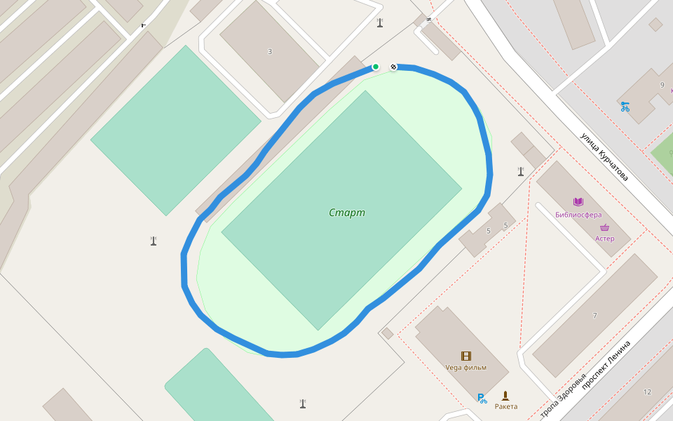 Старт walking route map in Ulyanovsk