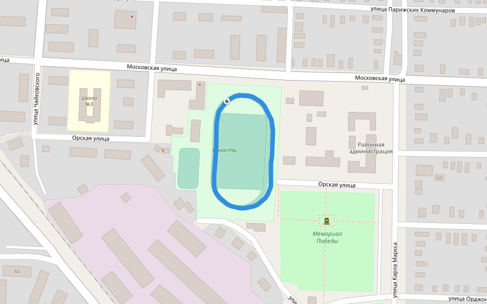 Юность walking route map in Sol-Iletsk