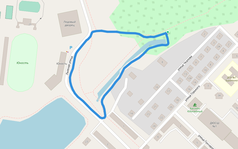 Парк культуры и отдыха им. Горького walking route map in Leninogorsk