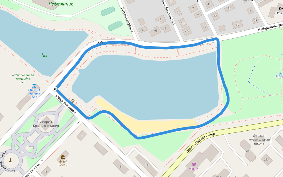 Парк Любви walking route map in Leninogorsk