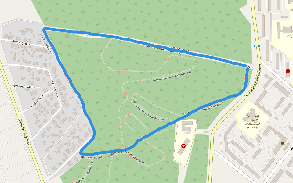 "Тропа здоровья" walking route map in Belebey